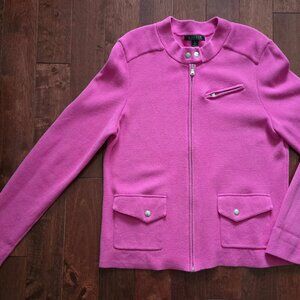 Sweater Womans Ralph Lauren Pink Long Sleeve Zip Front Dressy Sz XL